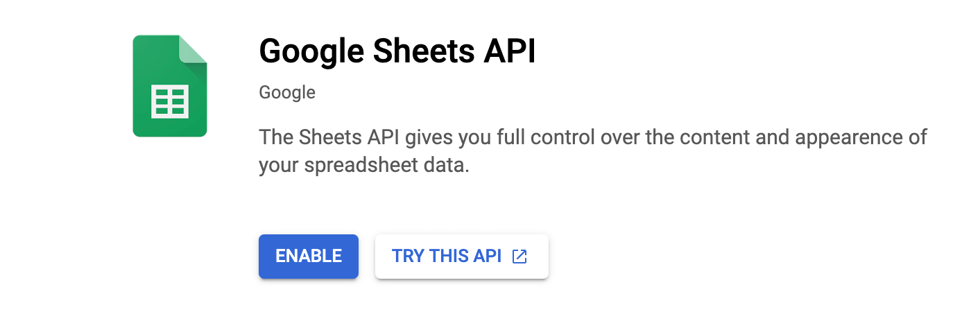 Enable Google Sheets API