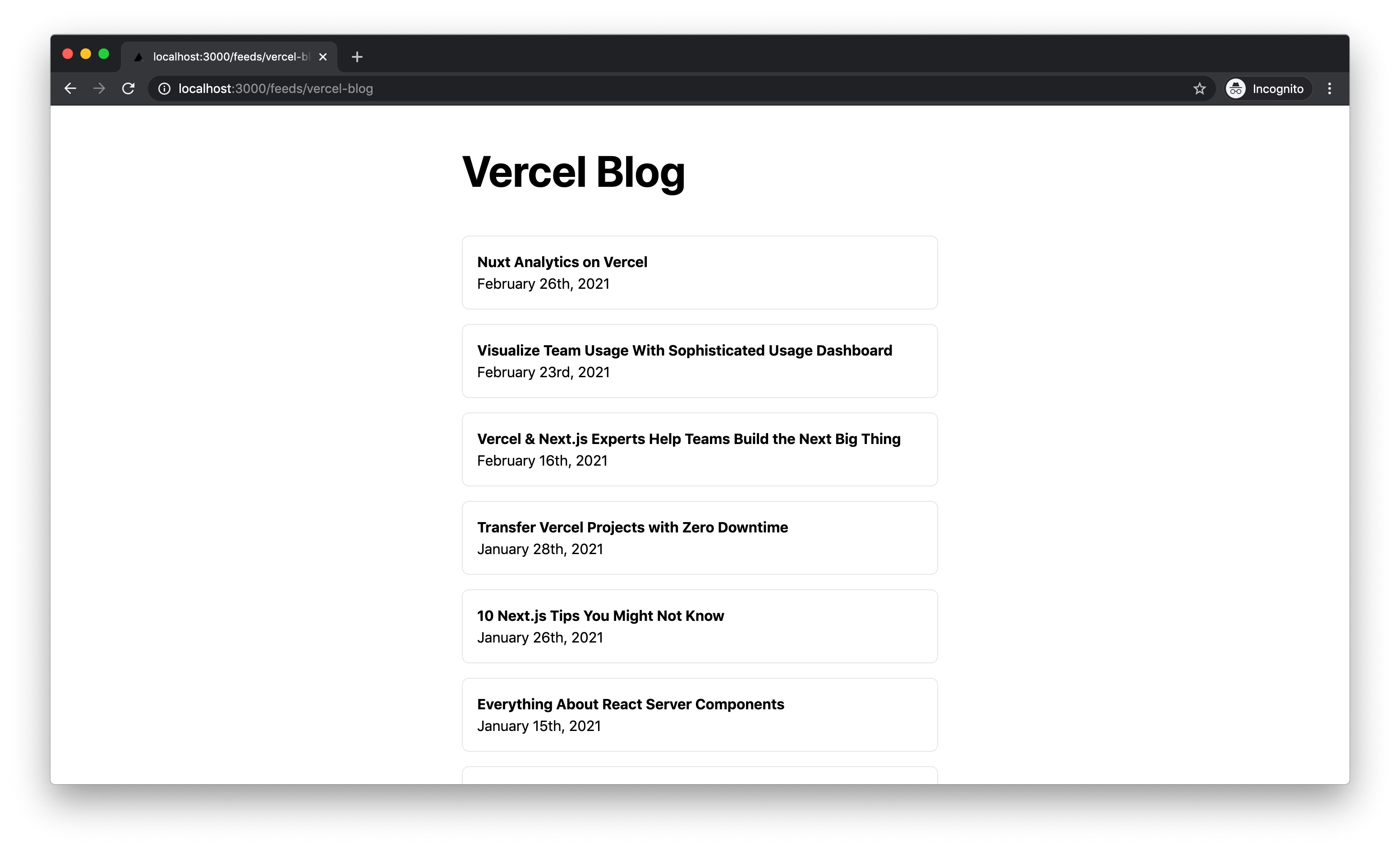 Feed detail page